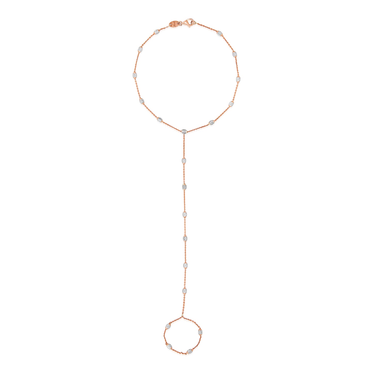 Nehita Finger Hand Chain ~ Rose Gold & White Gold balls