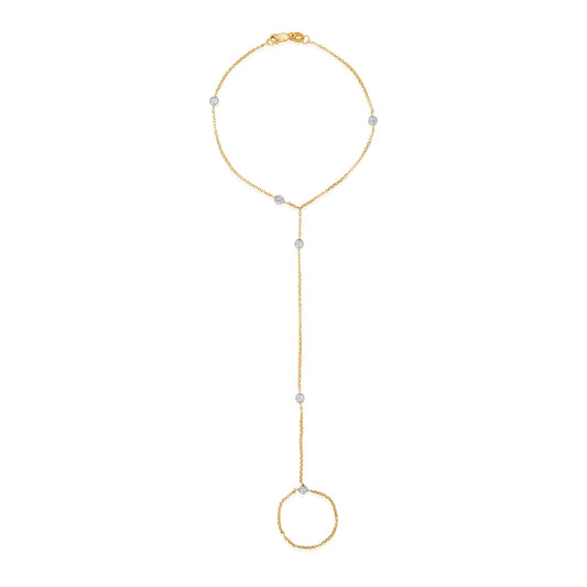 Nehita Finger Hand Chain ~ Yellow Gold & White Gold balls