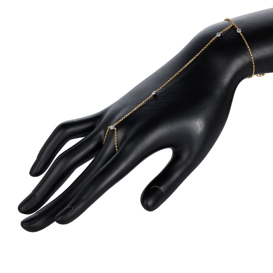 Nehita Finger Hand Chain ~ Yellow Gold & White Gold balls