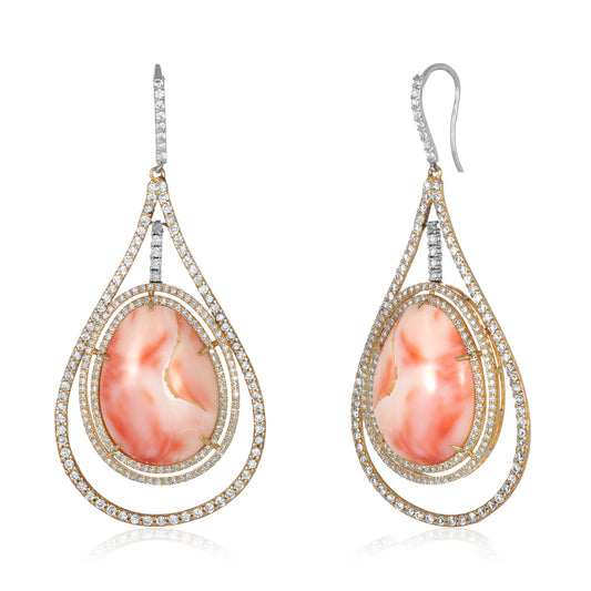 Grace Coral & Diamond Earring