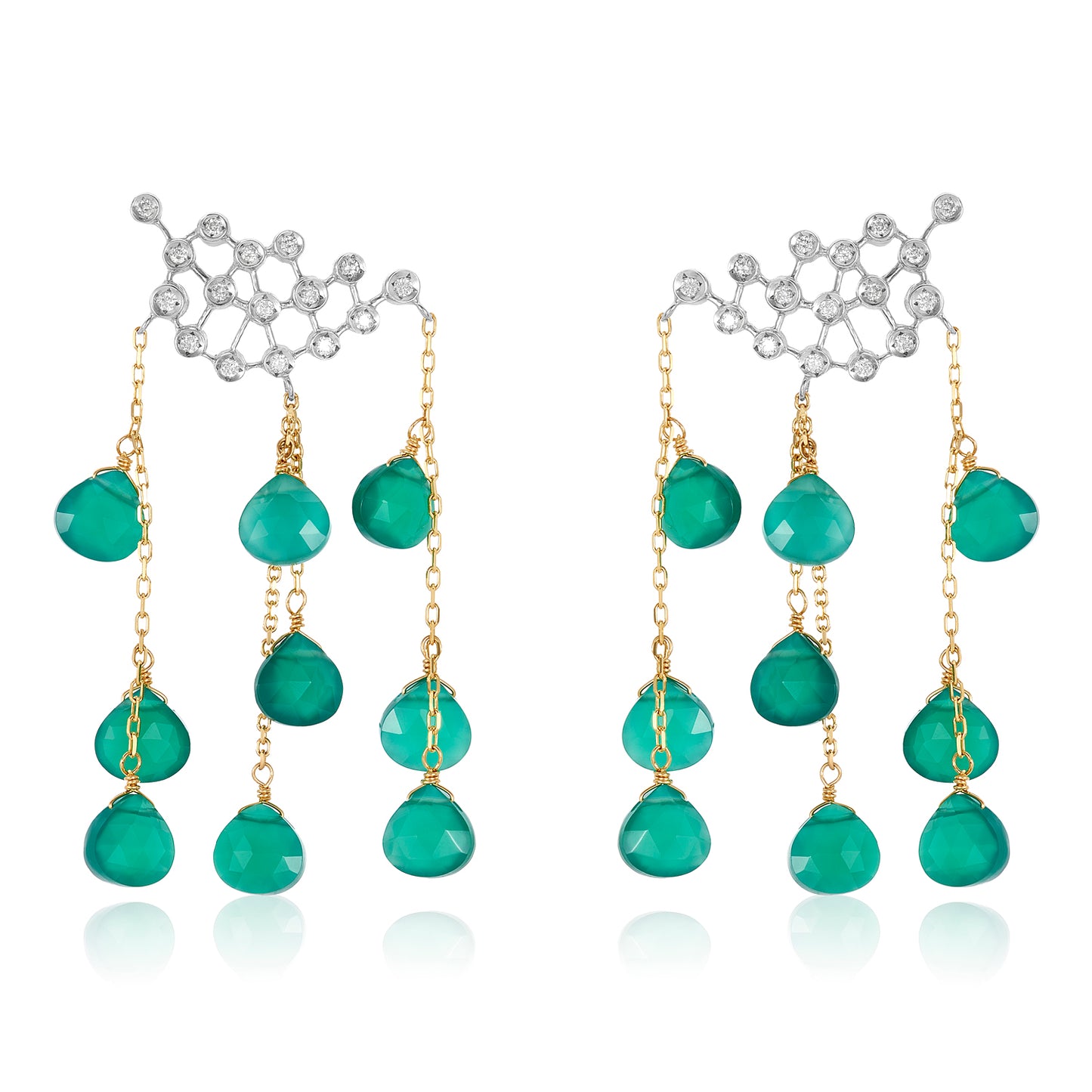 Diamond & Green Quartz Raindrop Earrings