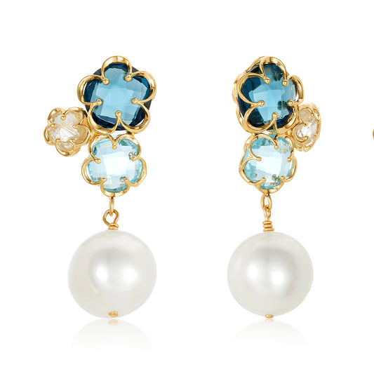 Daisy Triple Pearl Earrings