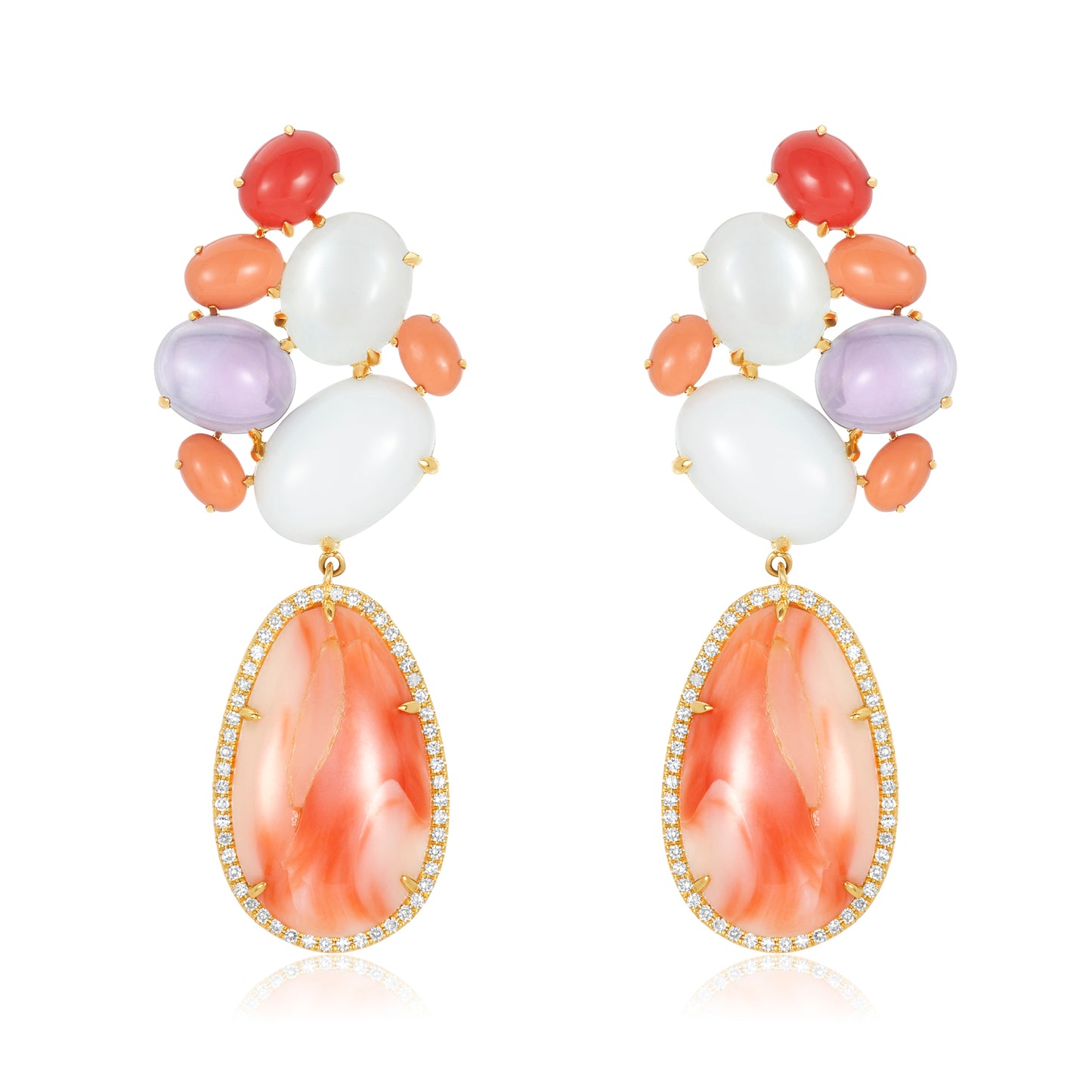 Sizzling Coral & Diamond Earring