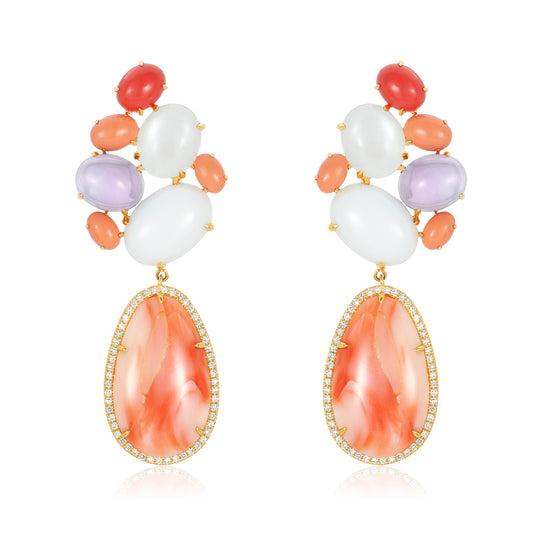 Sizzling Coral & Diamond Earring