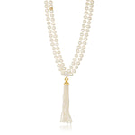 Load image into Gallery viewer, Double Tassel Pearl Necklace