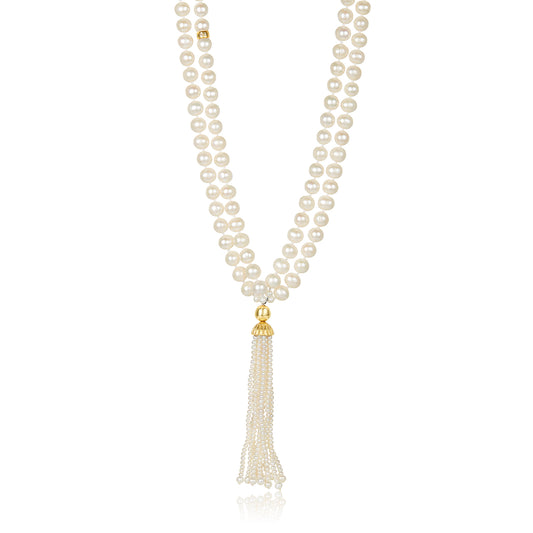 Double Tassel Pearl Necklace