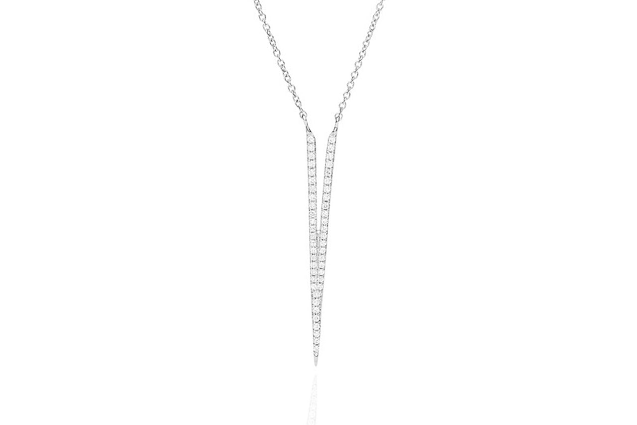 White Gold Split Dagger Diamond Pendant