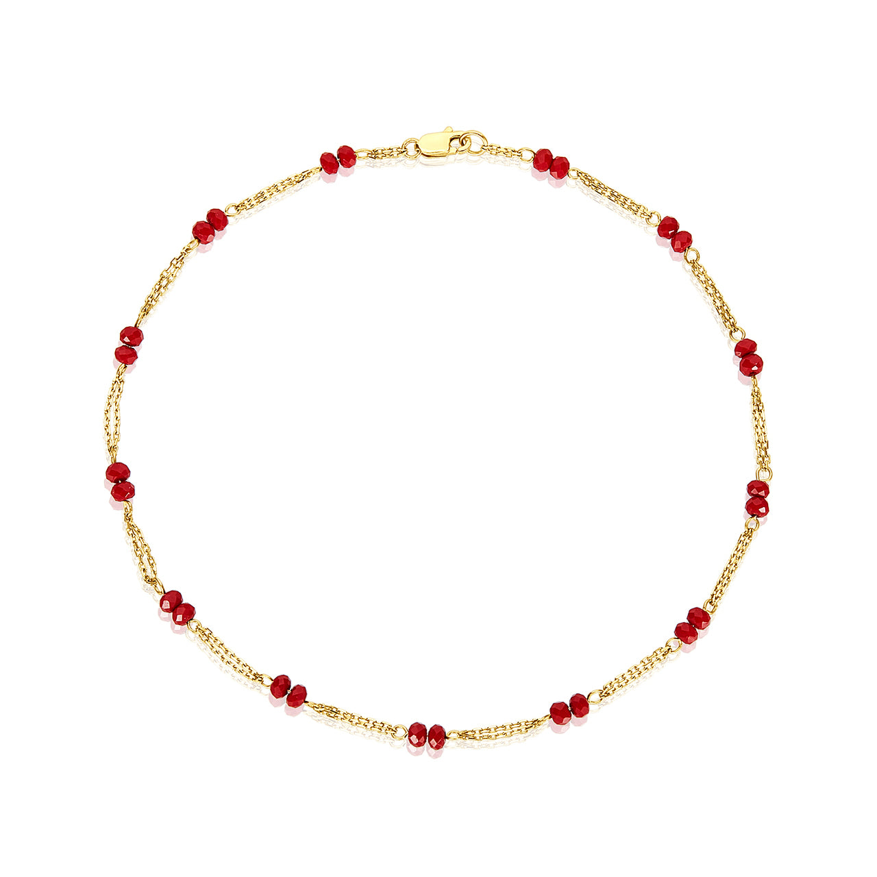 14kt Red Crystal Anklet