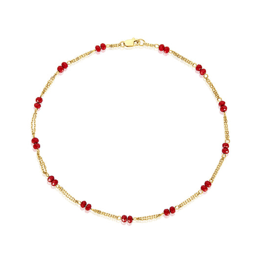 14kt Red Crystal Anklet