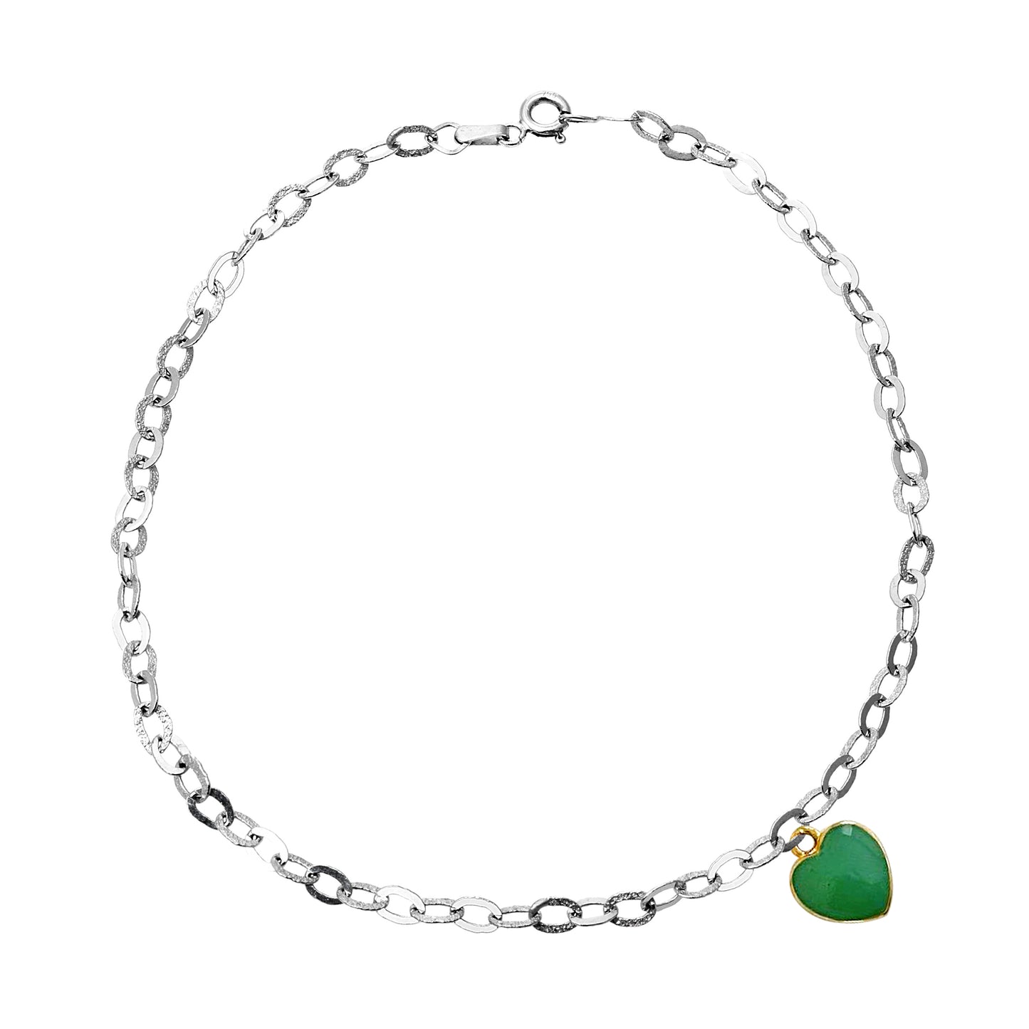Nehita White Gold Blue Heart Charm Anklet