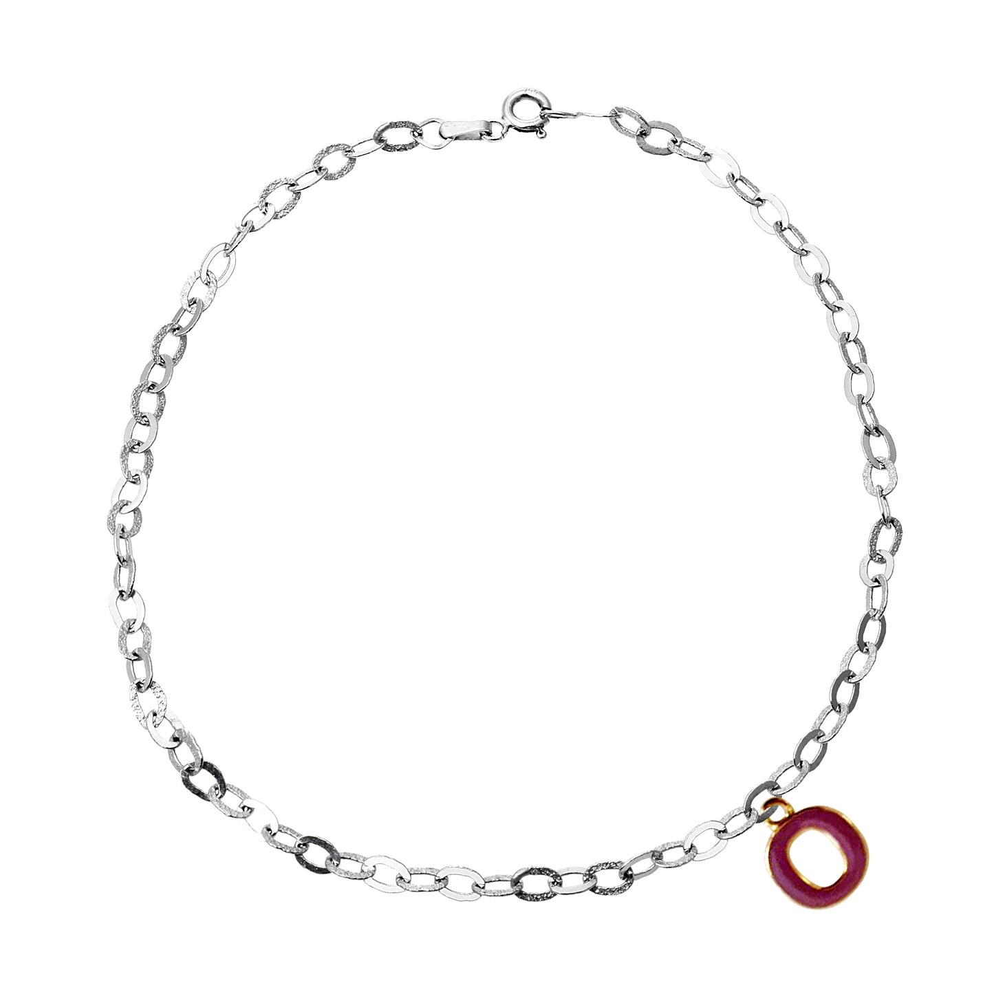 Nehita White Gold O Charm Anklet