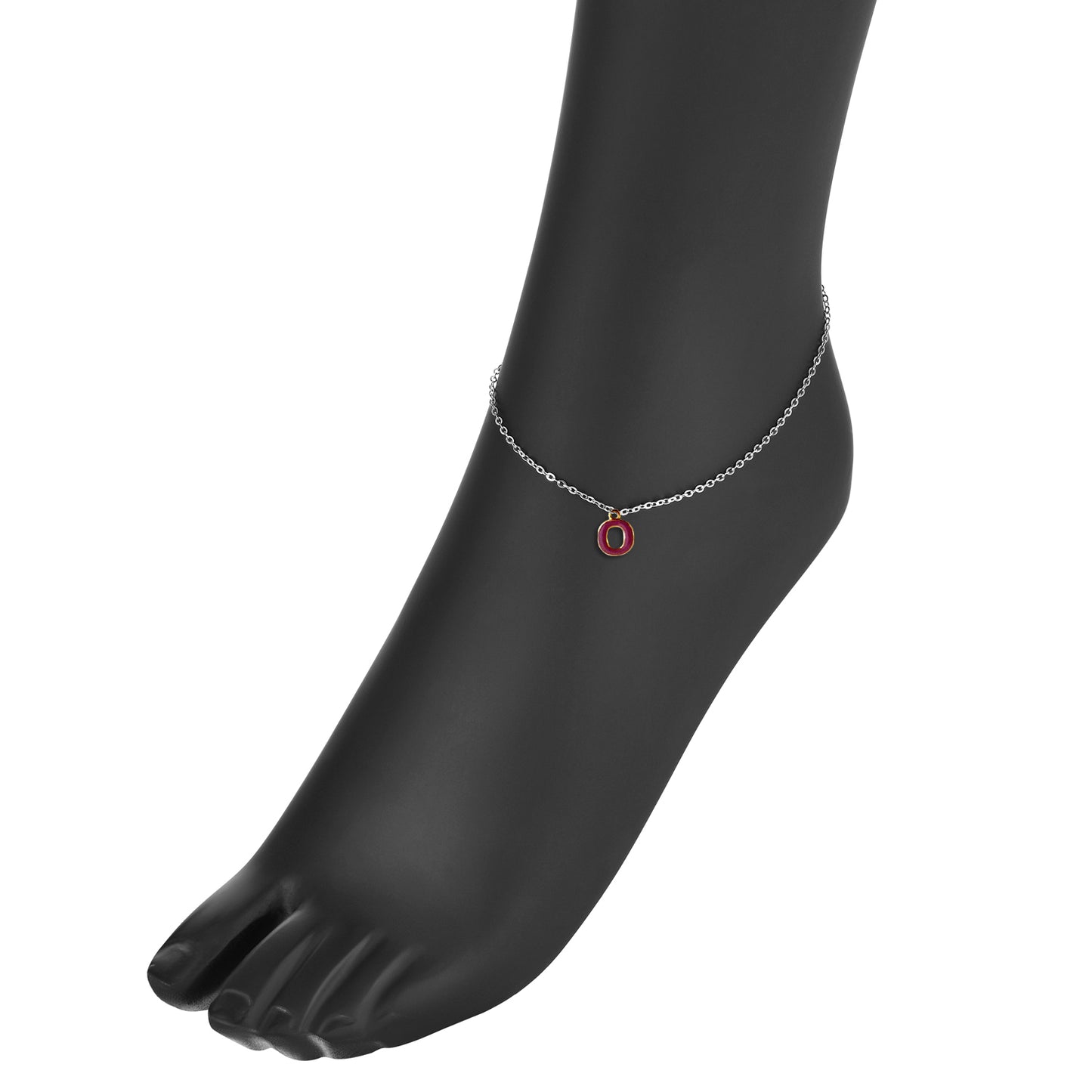 Nehita White Gold O Charm Anklet