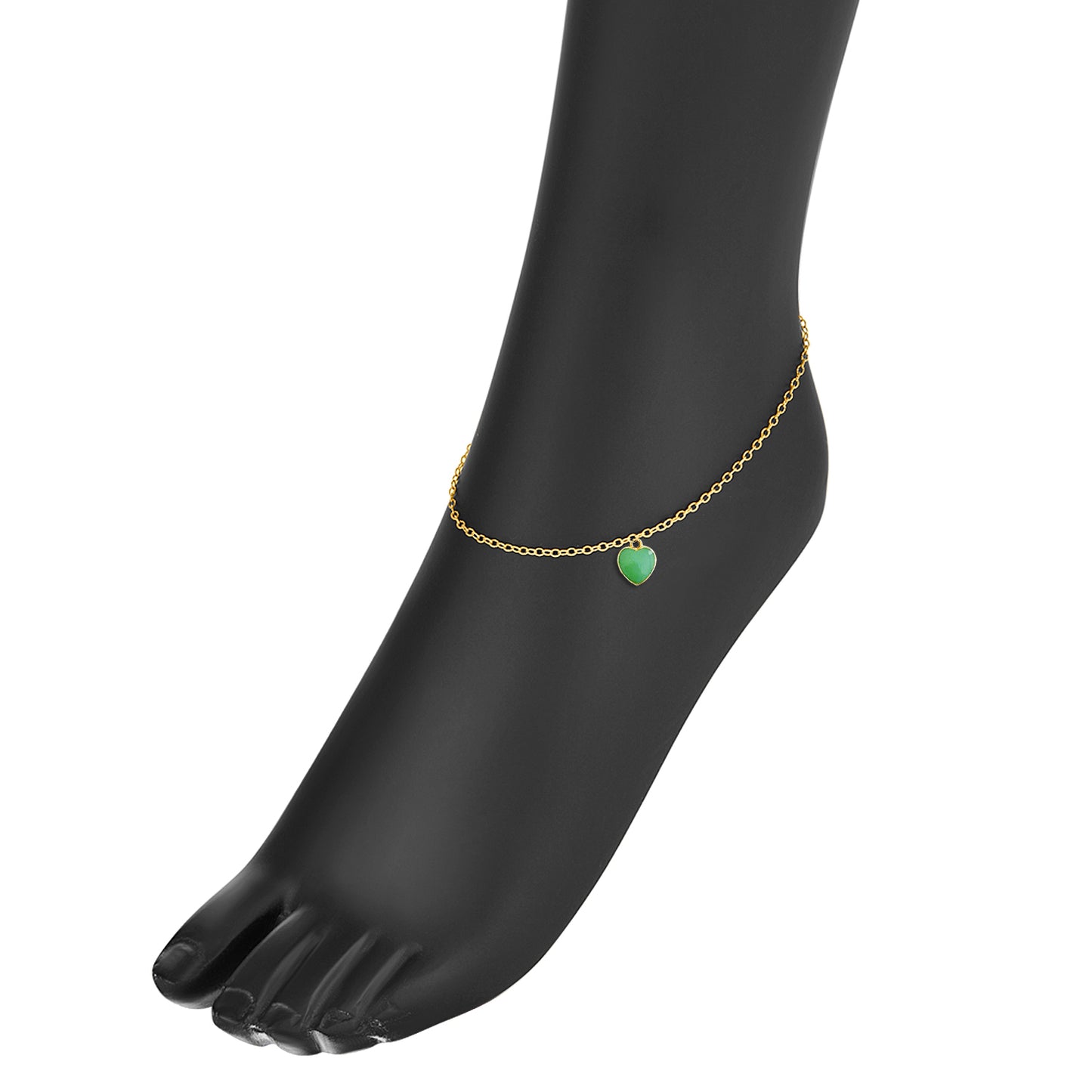 Nehita Yellow Gold Blue Heart Charm Anklet