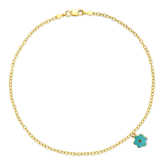 Nehita Two Tone Blue Daisy Charm Anklet