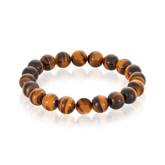 14 karat Gold Cross Charm Tiger Eye Bracelet