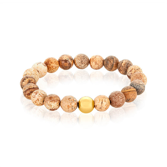 Jasper Gold Cross Charm Bracelet