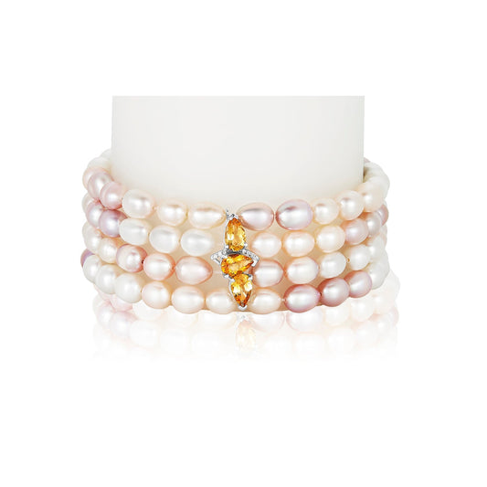 Nehita Zuri Multi-Colored 4 Layer Diamond & Garnet Bracelet
