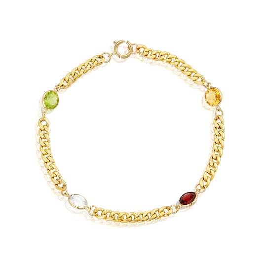 Nehita Swiss Multi-Gemstone Cuban Link Bracelet