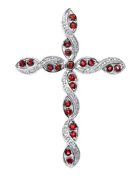 Ruby & Diamond Cross Pendant
