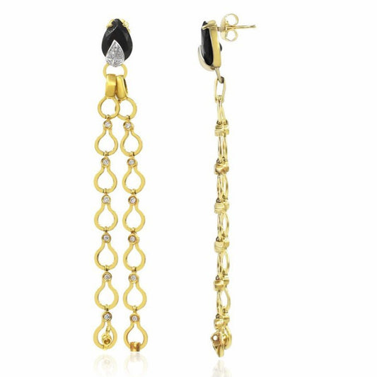 Nehita Double Drape Diamond & Onyx Earrings