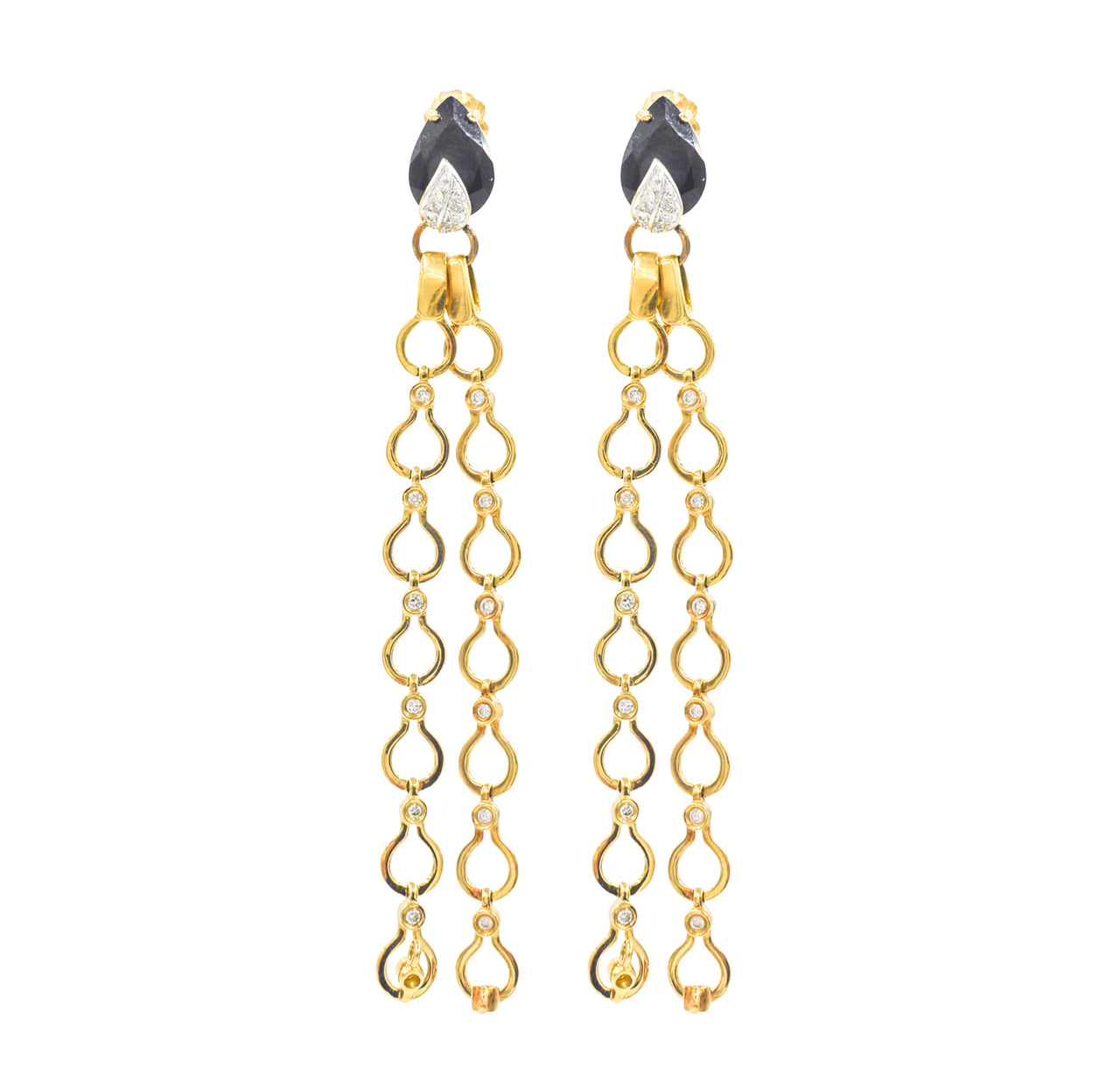 Nehita Double Drape Diamond & Onyx Earrings