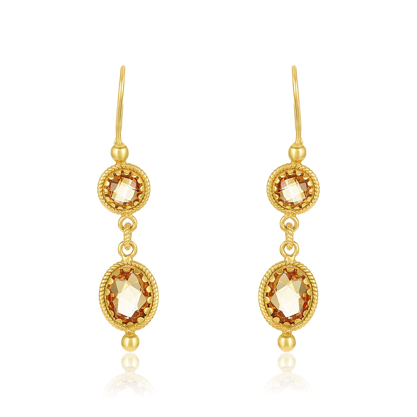 Double Citrine Gemstone Earring