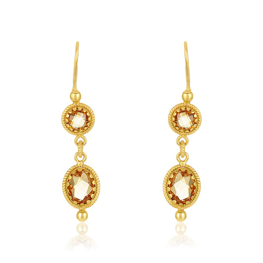 Double Citrine Gemstone Earring