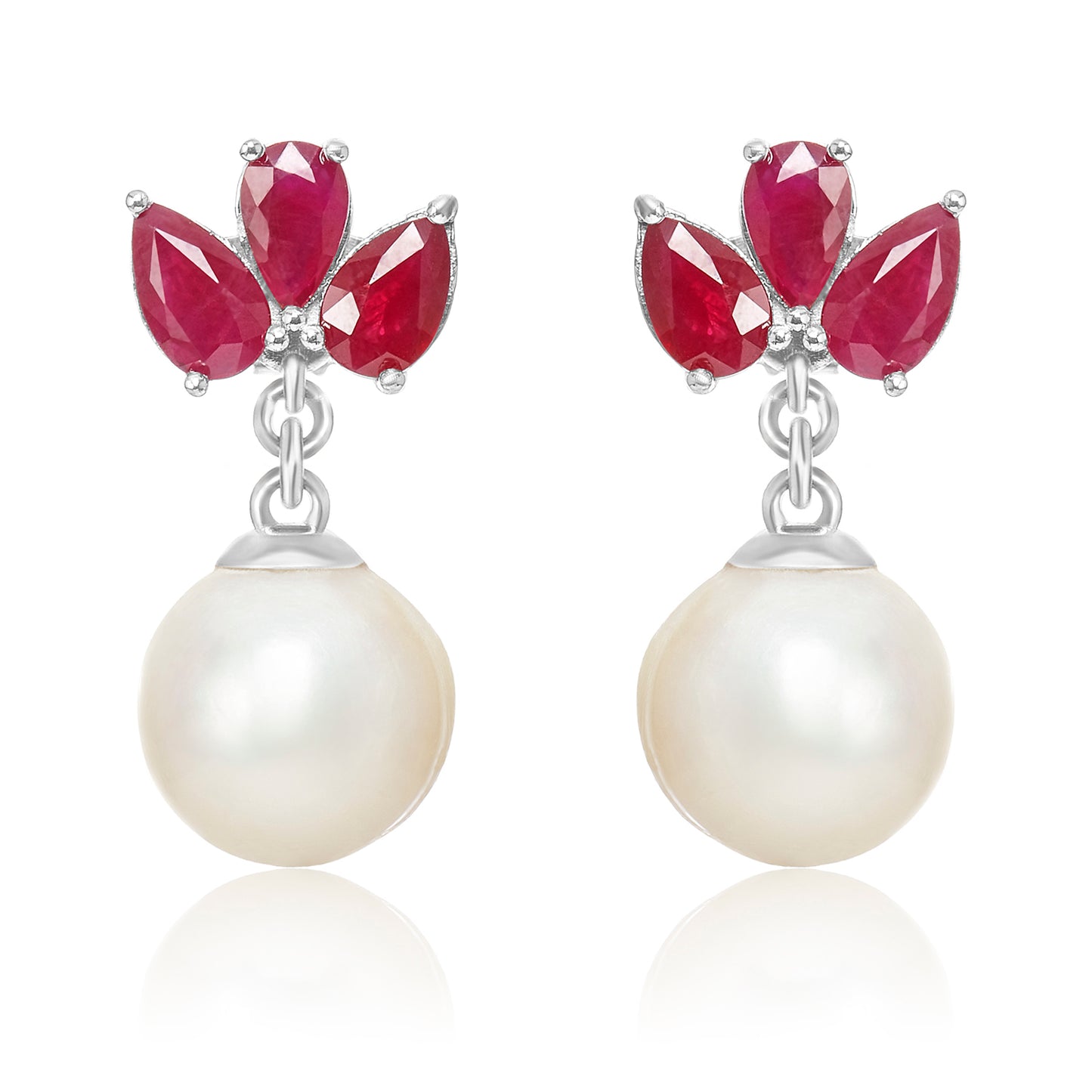 Marquise Ruby Pearl Earrings