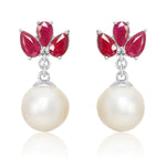 Load image into Gallery viewer, Marquise Ruby Pearl Earrings