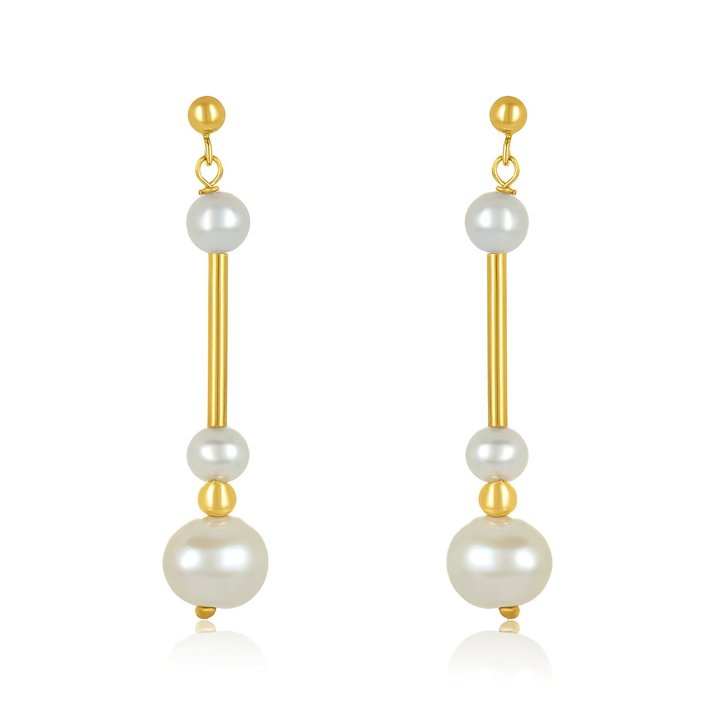 14kt Triple Pearl Bar Earring