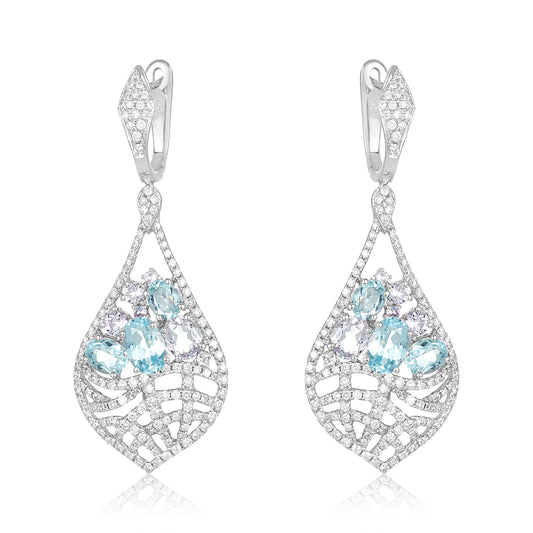 Aquamarine & Diamond Earrings