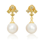 Load image into Gallery viewer, Yellow Sapphire Pearl Earrings