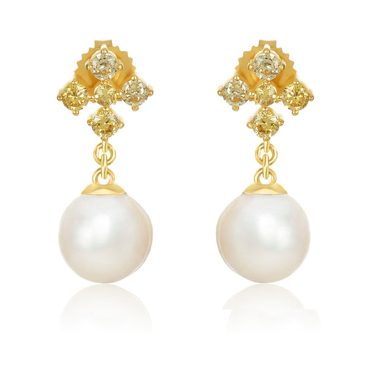 Yellow Sapphire Pearl Earrings