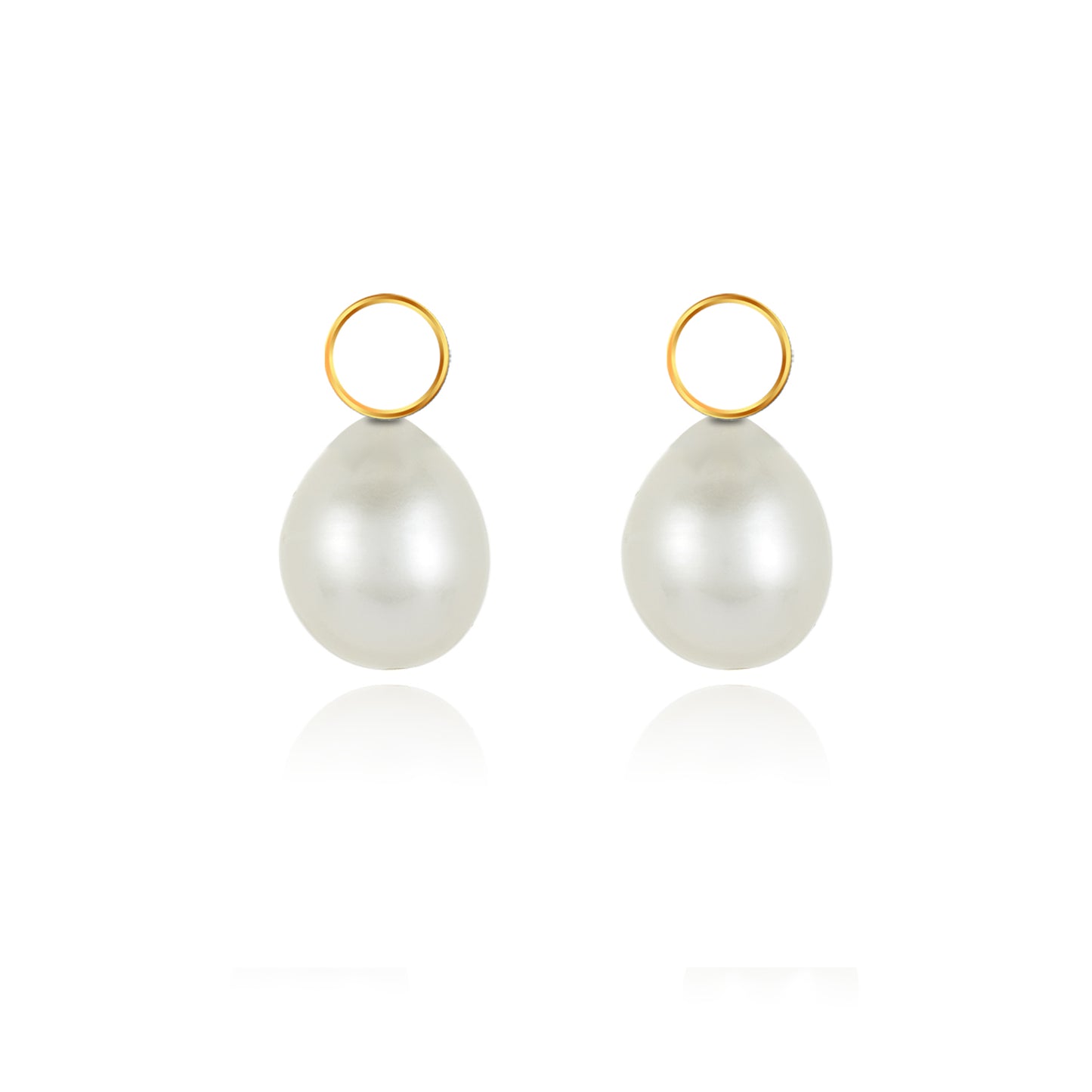 Two-In-On White Gold Pearl Charm Hoop Earrings