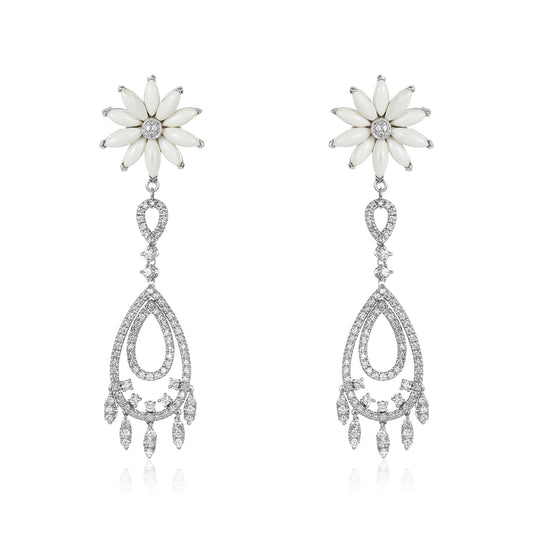Grace White Onyx & Diamond Earring