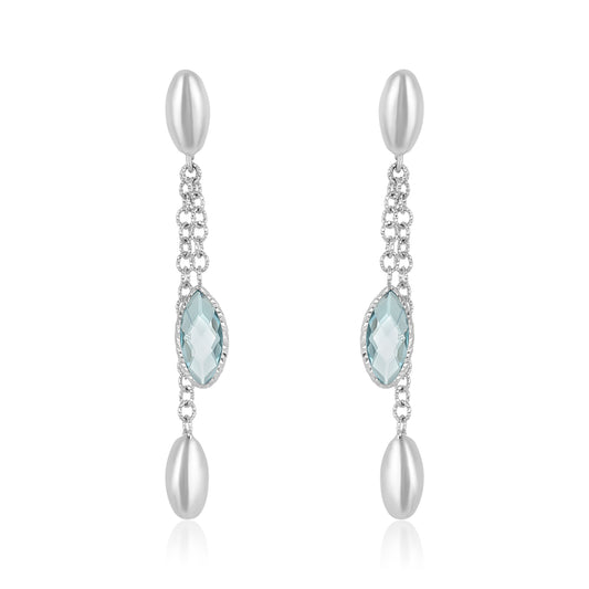 High Low White Gold Topaz Earring