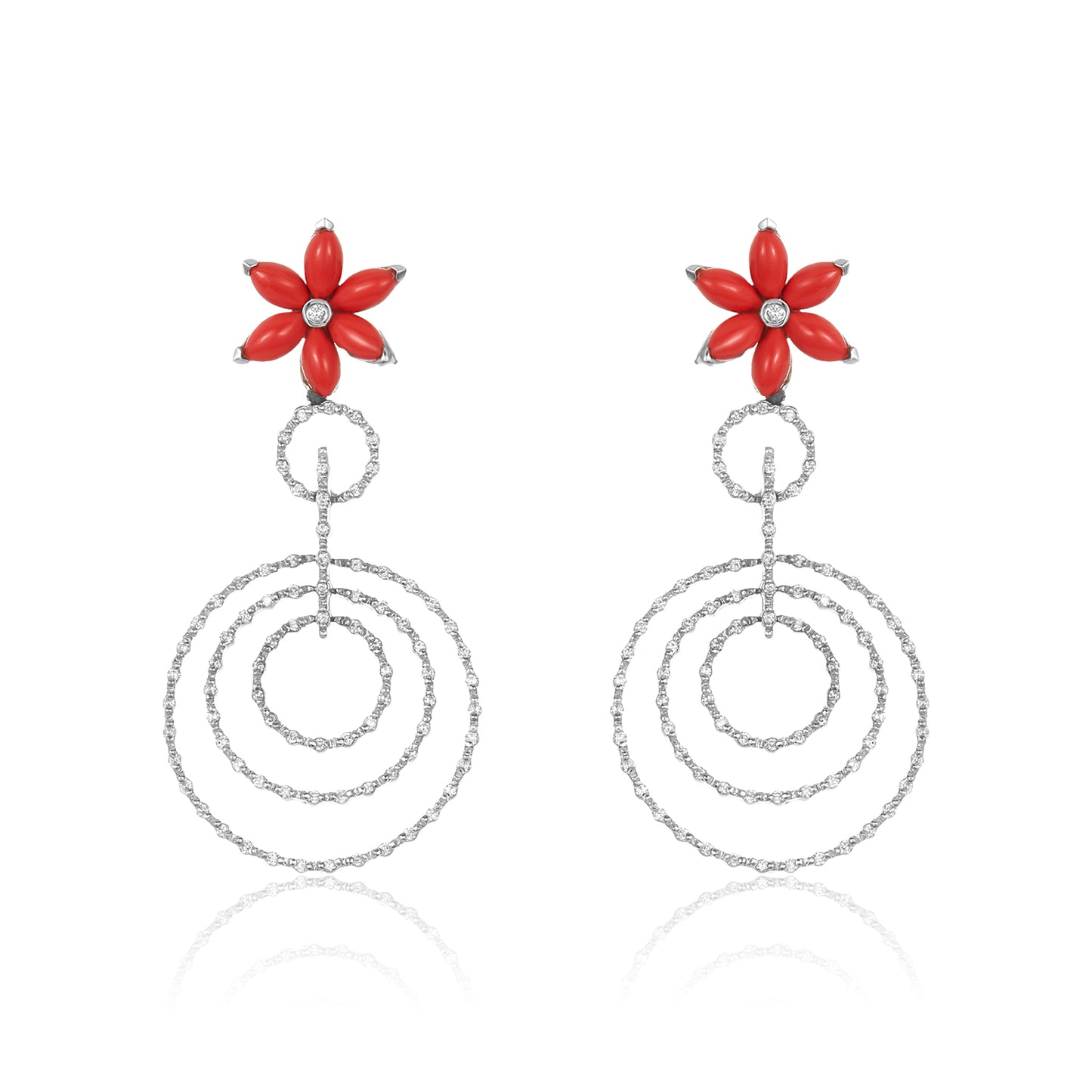 Grace Coral & Diamond Earring