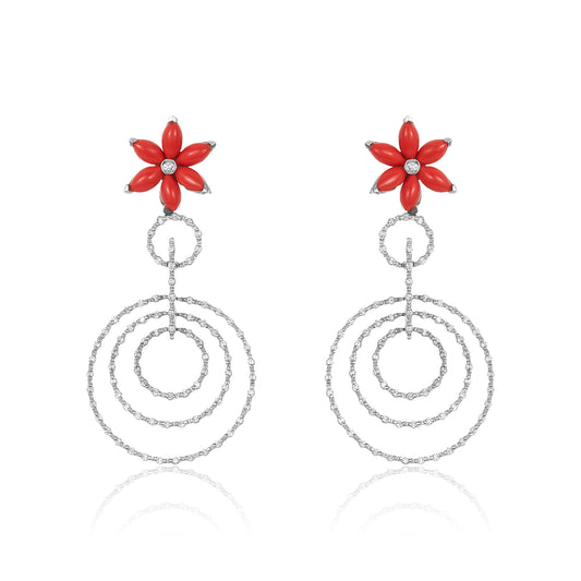 Grace Coral & Diamond Earring