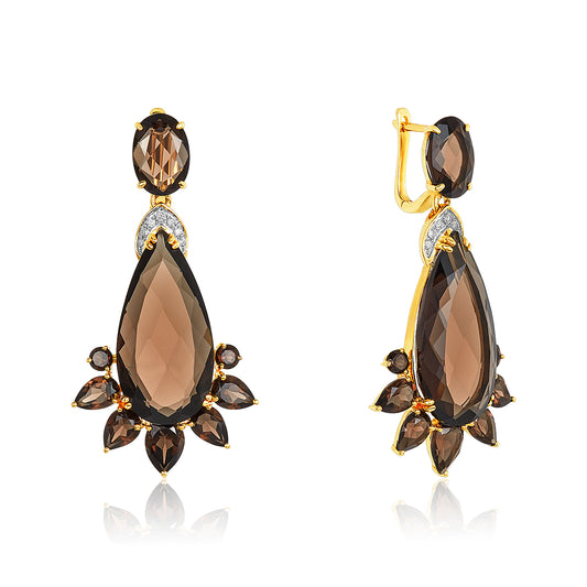 Smoky Quartz & Diamond Earrings