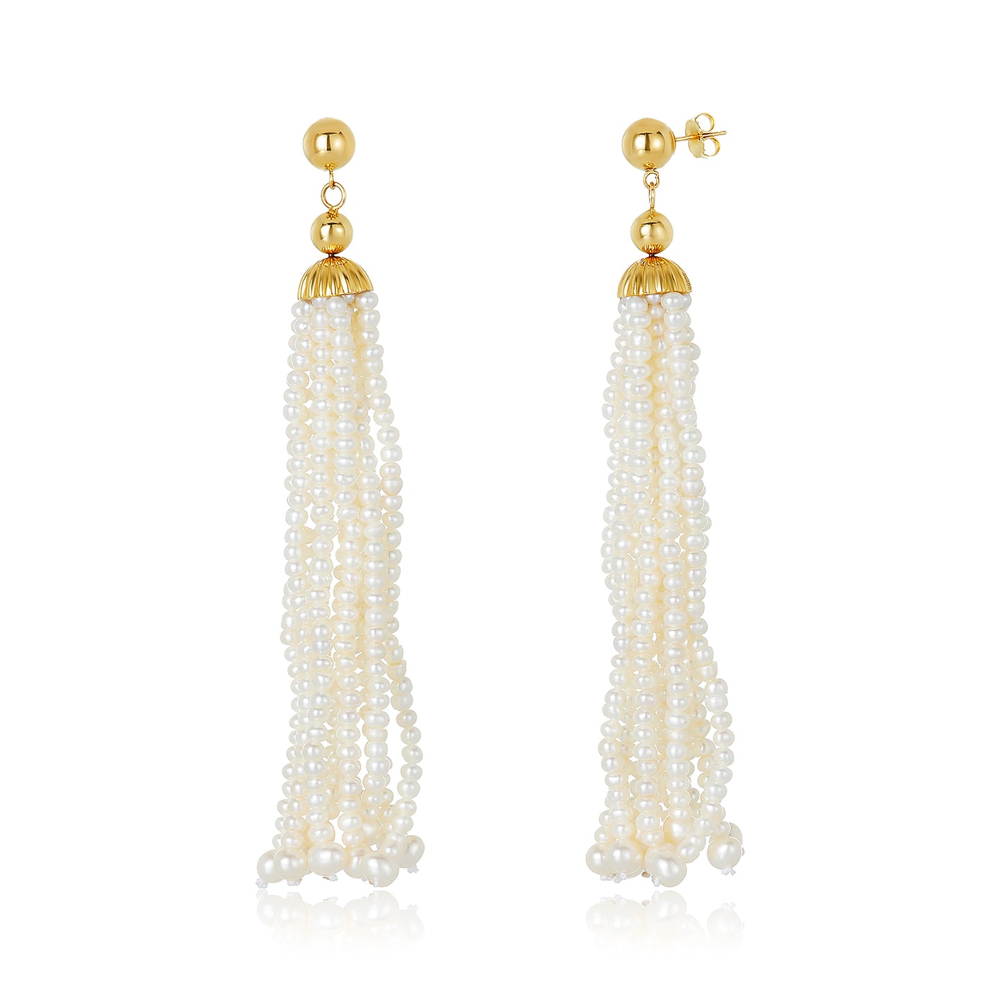 Nehita 10 Tassel Drop Pearl Earrings