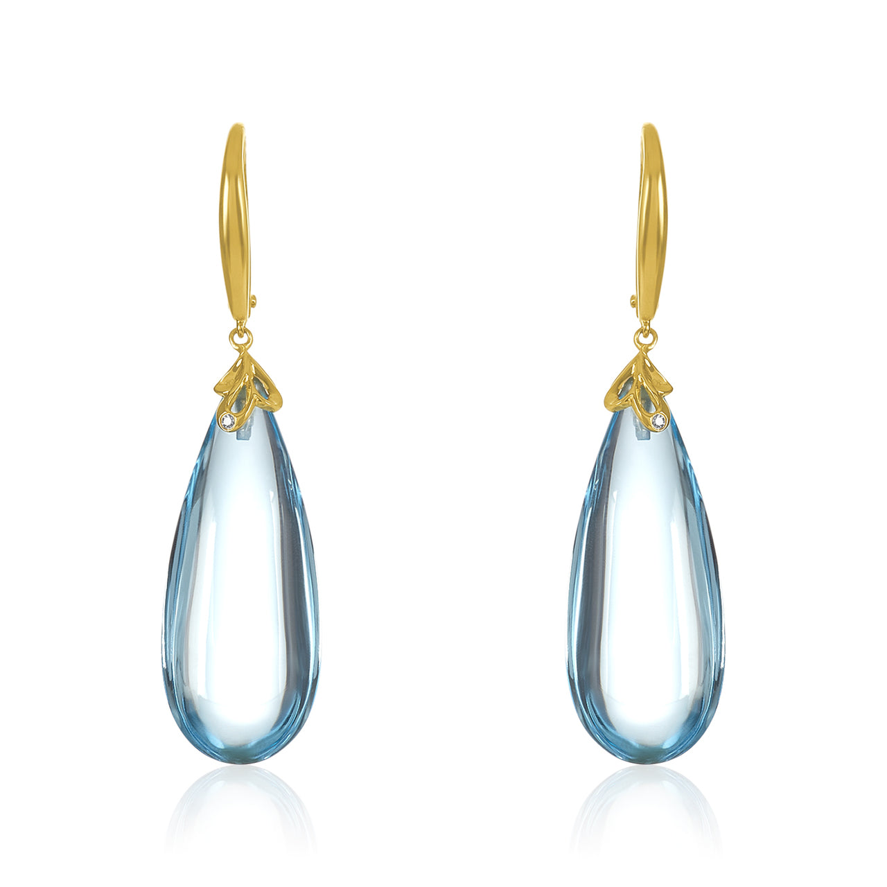 Tear Drop Blue Topaz & Diamond Earring