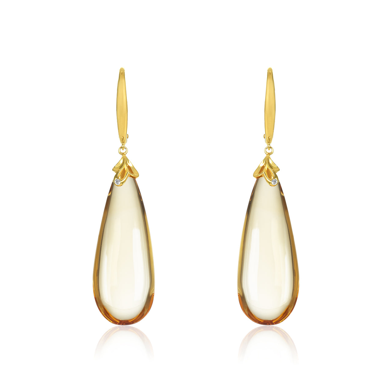 Tear Drop Citrine & Diamond Earring