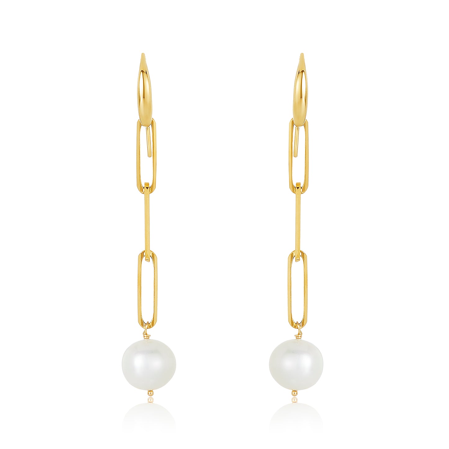 Paper-Clip French Hook Pearl Earrings