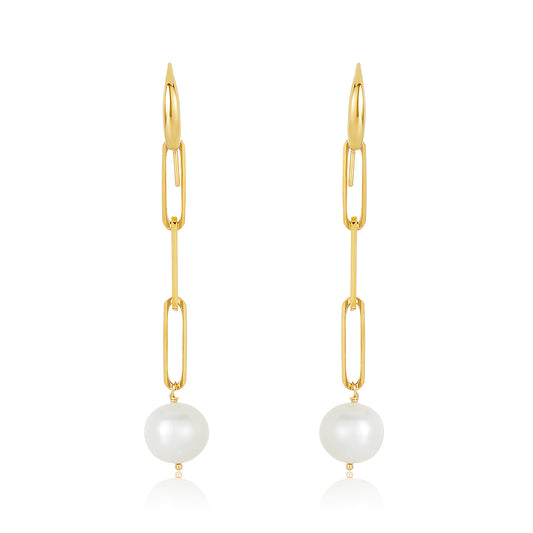 Paper-Clip French Hook Pearl Earrings