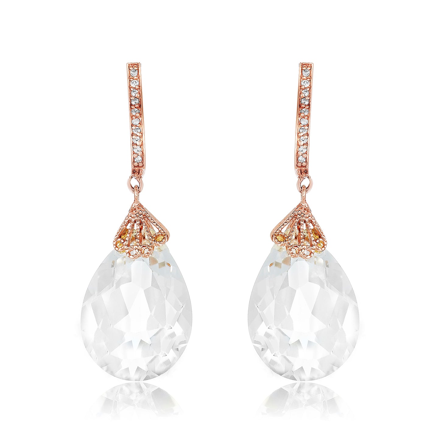 Nehita Ndali Rose Gold White Quartz & Diamond Earring
