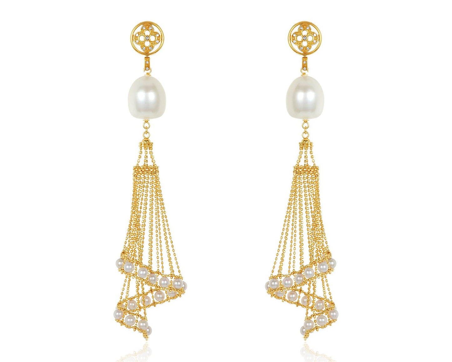 Basket Pearl Drop Earring