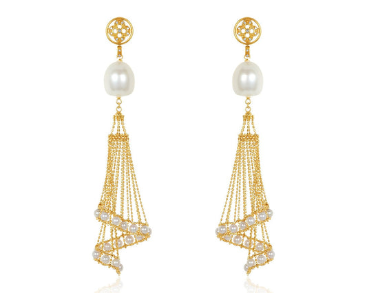 Basket Pearl Drop Earring