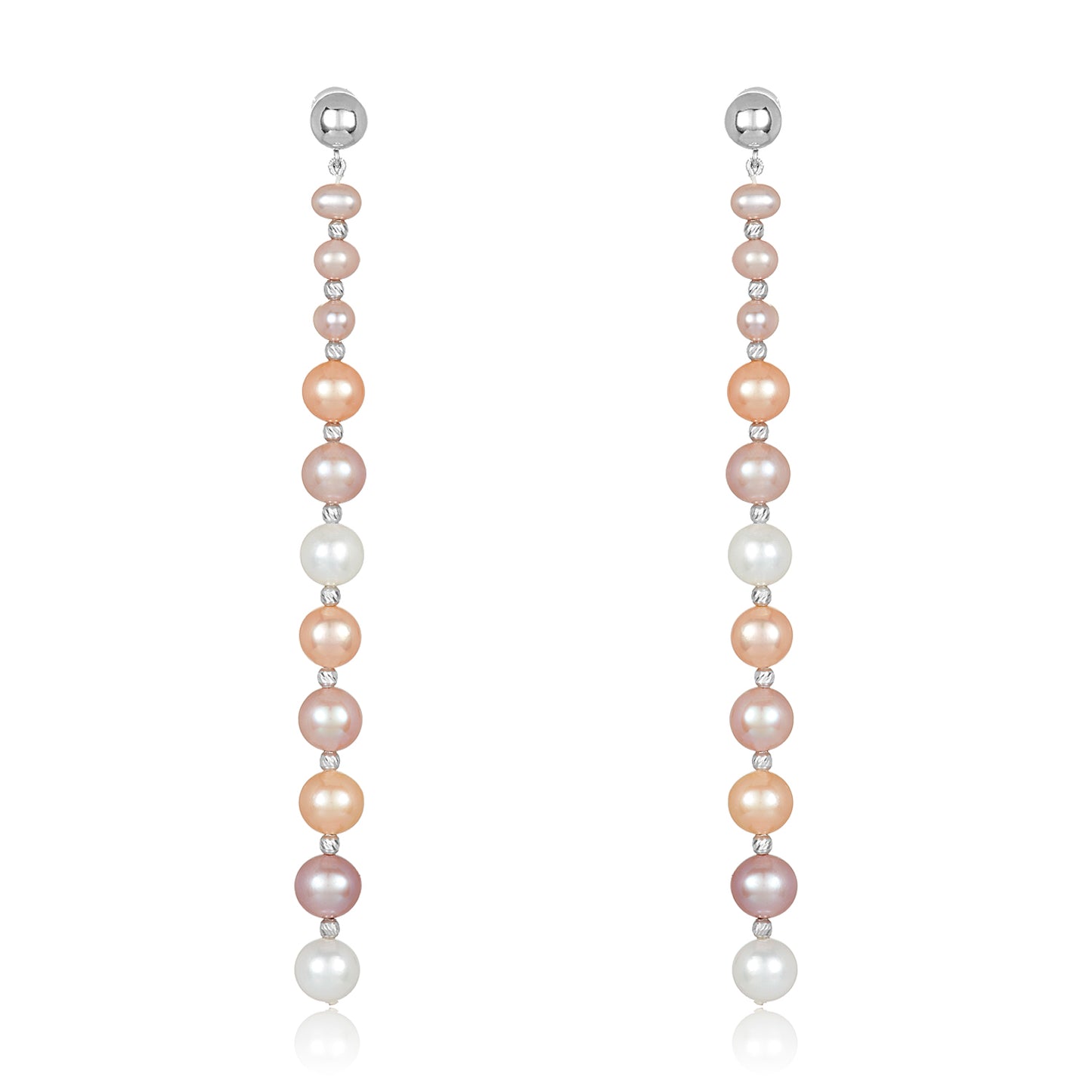 Nehita Yellow Gold Graduating Pastel Pearl Earrings