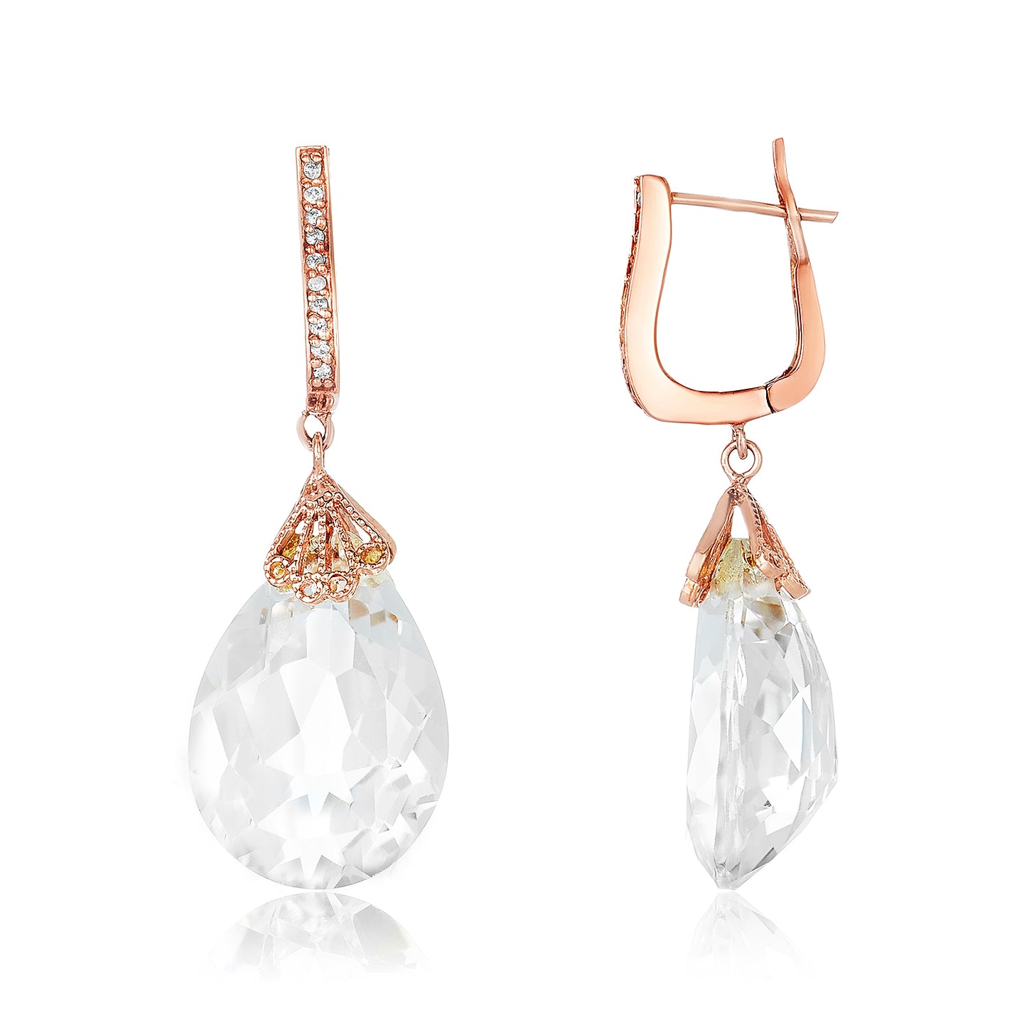 Nehita Ndali Rose Gold White Quartz & Diamond Earring