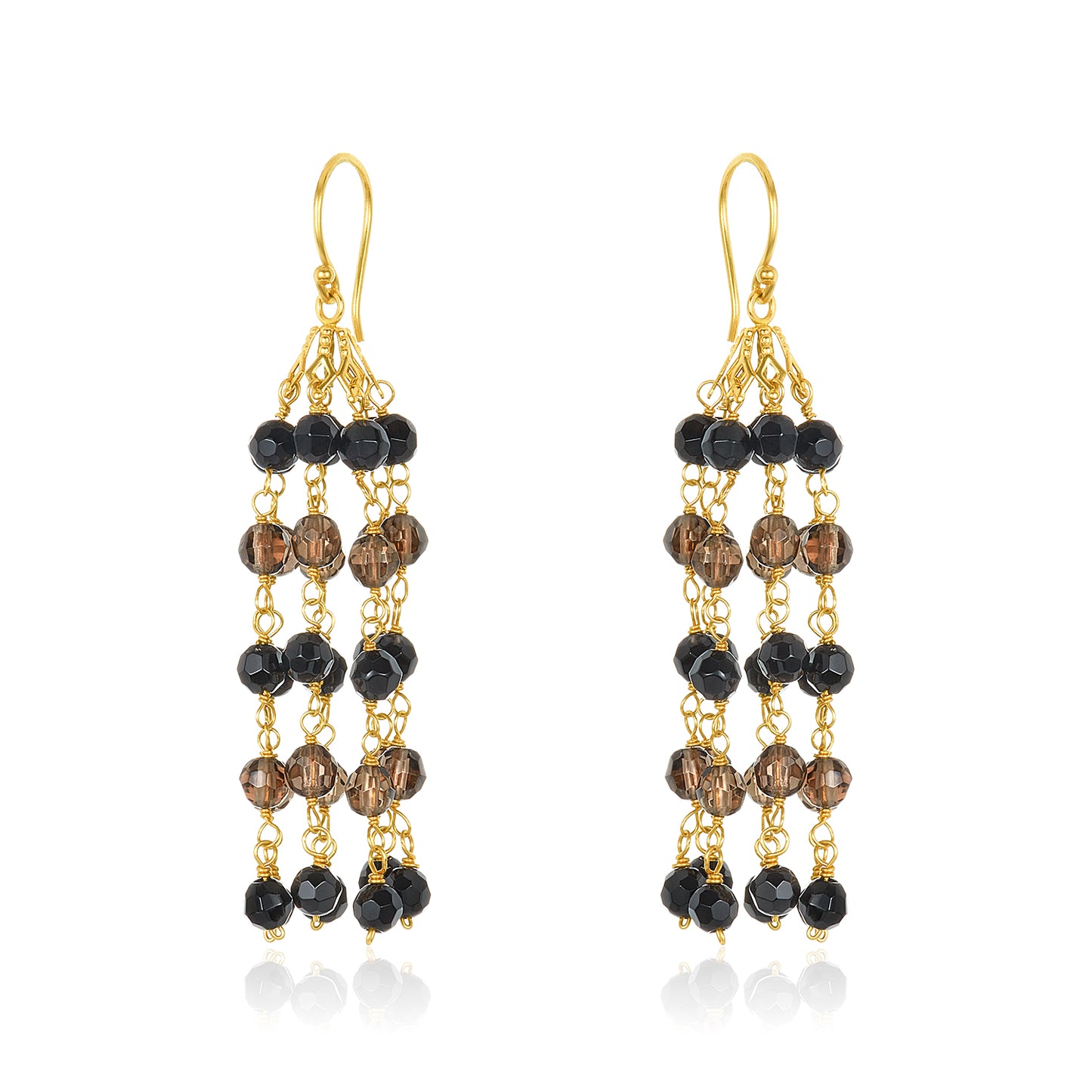 Onyx & Quartz Raindrop Earrings